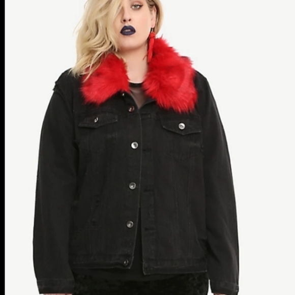 Fur Distressed Denim Jacket - Picture 2 of 4